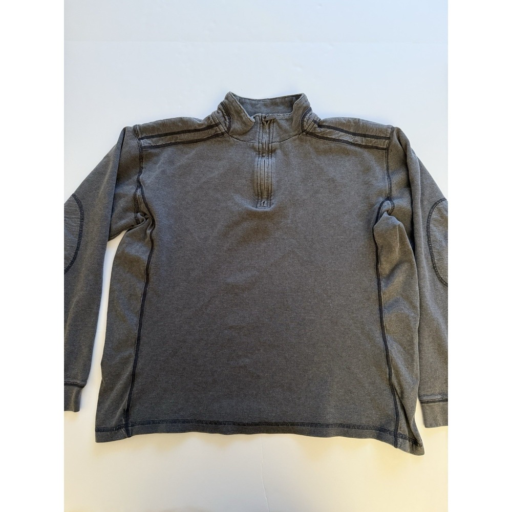 Blue Pronto Uomo Men's Large Gray 1/4 Zip Pullover Elbow Patch Sweater